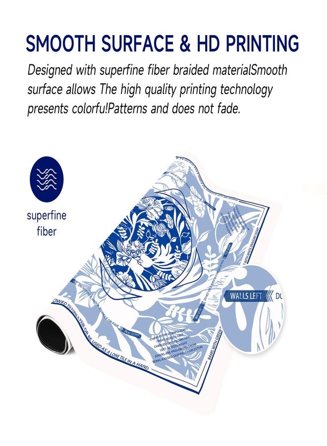 Deyimmei Neoprene Mahjong Mat for Table 31.5"x31.5" - Non-Slip, Noise Reduction Cover with Storage Pockets, American Rules & Crease-Free Rolled Shipping (Ceramic Blooms) - Image 3